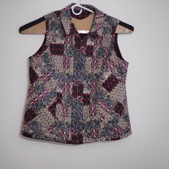 Vintage Quilted Vest Womens Handmade Reversible Plaid Patchwork Cottage Capsule - Picture 10 of 10